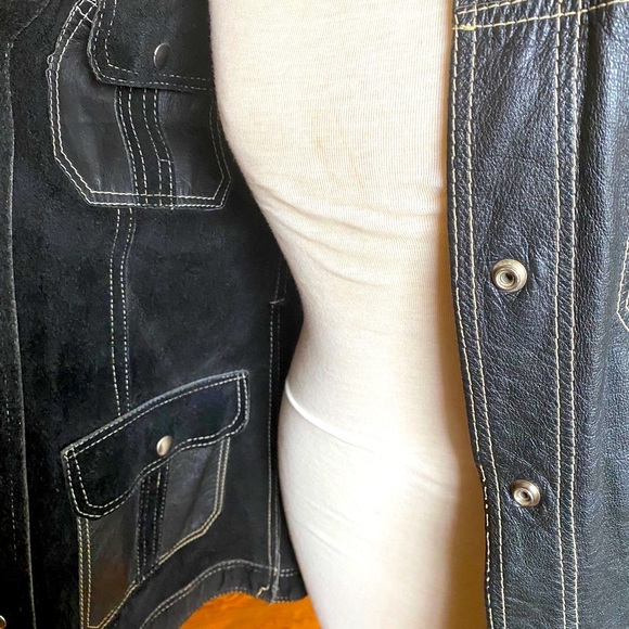 Vintage black Leather suede reverse coat - Picture 4 of 7